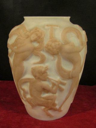 Phoenix Consolidated Glass 12 " Dancing Nymphs Art Deco Vase - Nudes & God Pan