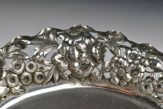 Shiebler & Gorham Transitional Sterling Silver Repousse Serving Tray w/ Openwork 4