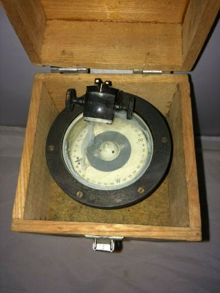 Vintage Hand Bearing Compass Maritime W/prism Made In Japan Hand Doweled Box