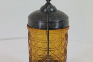 Antique Victorian Pickle Castor Amber Cane Pattern Jar Boston Silver Co.  302 12
