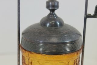 Antique Victorian Pickle Castor Amber Cane Pattern Jar Boston Silver Co.  302 5