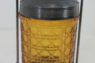 Antique Victorian Pickle Castor Amber Cane Pattern Jar Boston Silver Co.  302 6