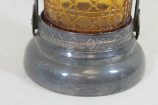 Antique Victorian Pickle Castor Amber Cane Pattern Jar Boston Silver Co.  302 8