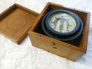 Antique Marine Compass Co M.  C.  C.  Polaris Ship W/original Wood Box Nautical Vgc