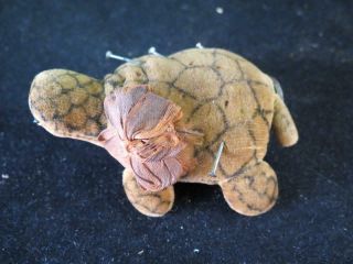 Antique Turtle Pin Cushion And Pin Holder Made In Germany
