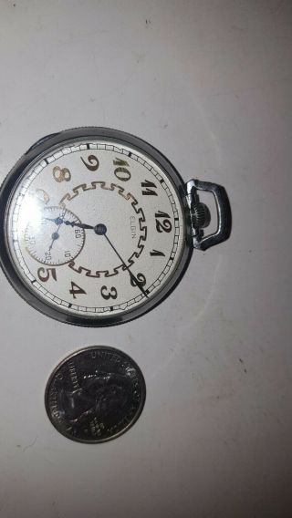 Vintage Elgin 12 Size Pocket Watch.  Not Running.  Parts Or To Fix.  Fancy Dial.