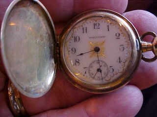 Waltham Pendant / Pocket Watch Gold Plate Hunting Case Color Dial Os