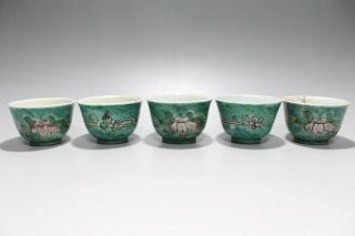 Ad643 Antique Chinese Jingdezhen Famille Rose Porcelain Teacup Sencha Chawan 5p