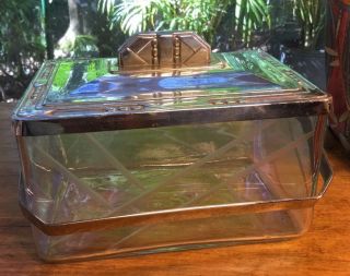 Art Deco French Antique “bisquette Box” With Lid & Handle C.  1920s