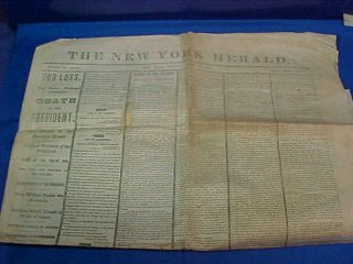 Orig April 16 1865 Ny Herald Newspaper W Death Of Lincoln Headline - Stories