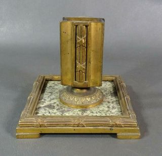 1860 Antique French Empire Napoleon Iii Gilt Bronze Marble Match Box Safe Holder