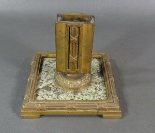 1860 Antique French Empire Napoleon III Gilt Bronze Marble Match Box Safe Holder 2