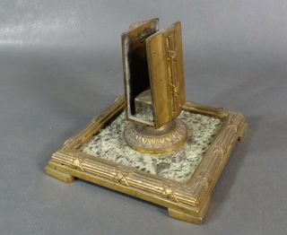 1860 Antique French Empire Napoleon III Gilt Bronze Marble Match Box Safe Holder 5