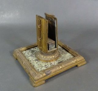 1860 Antique French Empire Napoleon III Gilt Bronze Marble Match Box Safe Holder 6
