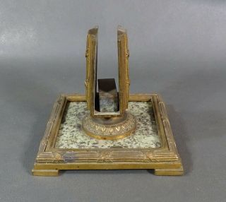 1860 Antique French Empire Napoleon III Gilt Bronze Marble Match Box Safe Holder 7