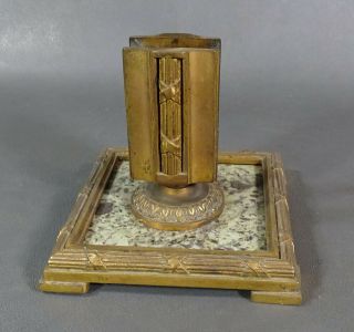 1860 Antique French Empire Napoleon III Gilt Bronze Marble Match Box Safe Holder 8