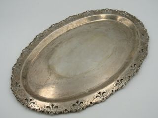 Vintage German Sterling Silver Filigree Cutout Trim Serving Tray Made In Germany
