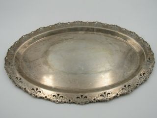 Vintage German Sterling Silver Filigree Cutout Trim Serving Tray Made in Germany 2
