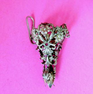 Antique Early 19th C Metal Hook On Tussie Mussie Posy Holder,  Gorgeous.