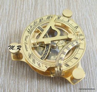 Nautical Hand - Made Solid Brass Sundial Compass - By Masco - Nauticals