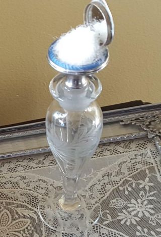 Ultra Rare Sterling Combo Compact / Perfume Bottle W/ Blue Guilloch Collector 
