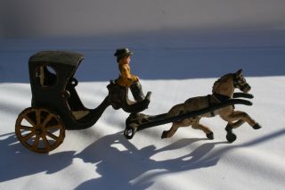 Cast Iron Horse Drawn Buggy With Horse And Passenger