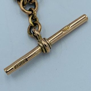Quality Antique 9ct Rose Gold Double Albert watch Chain T Bar & Fob 1918 573 5