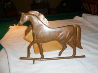 Vintage Estate Find Copper Horse Weathervane Topper Mounted On Base Folk Art 6