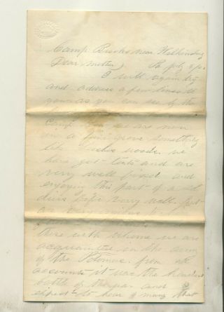 1863 Civil War Era Soldier Letter Datelined Camp Brooke Near Wilkinsburg (pa)