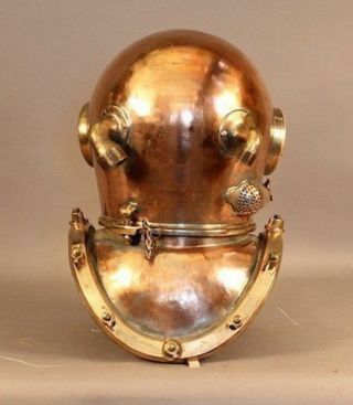 VINTAGE HEAVY 18 KG SOLID COPPER NAVY MARK V BRASS DIVING DIVERS HELMET 3