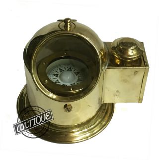 Us Navy Boat Antique Style Ship Floating Binnacle Compass Gimbals Oil Lamp Light