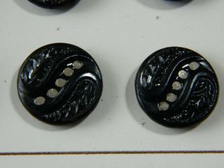 Special 24 Antique Victorian Small BLACK Tint Metal Brass Buttons TWINKLE Card 2