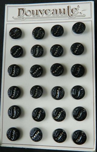 Special 24 Antique Victorian Small BLACK Tint Metal Brass Buttons TWINKLE Card 3