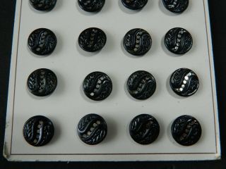 Special 24 Antique Victorian Small BLACK Tint Metal Brass Buttons TWINKLE Card 4