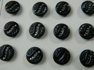 Special 24 Antique Victorian Small BLACK Tint Metal Brass Buttons TWINKLE Card 5