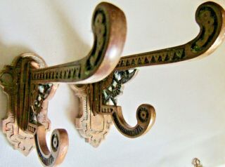Eastlake Victorian Coat / Hat Hook Ornate Heavy Brass 1878 2