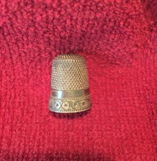 Antique Sterling Silver Thimble Bell In Star Hallmark Stars Scroll Outside Sz 10