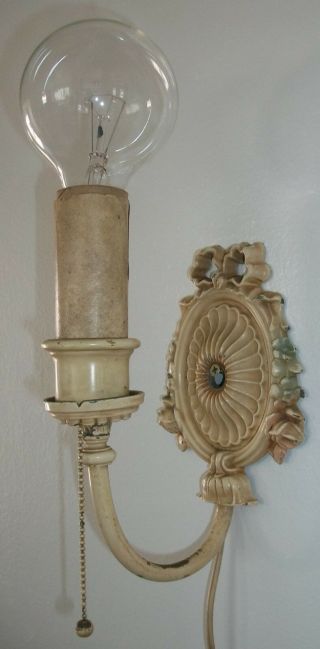Antique Art Deco Nouveau Wall Sconce.  Vintage Lamp Light.  Roses.  Addams Family. 2