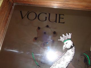 Vintage Framed Vogue mirror,  picture mirror.  Art Deco.  Lady on Peacock. 4