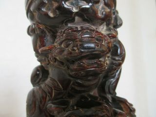 Chinese Oriental Hand Carved Ox Horn Fu Dog Of Fo Figure - Statue