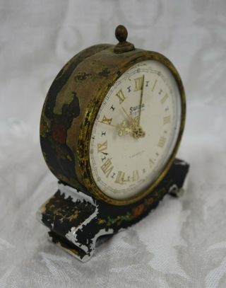 Vintage Swiza 8 Mignon 7 Jewels Alarm Travel Clock Swiss Made Collector Piece 2