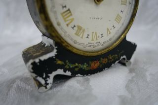 Vintage Swiza 8 Mignon 7 Jewels Alarm Travel Clock Swiss Made Collector Piece 4