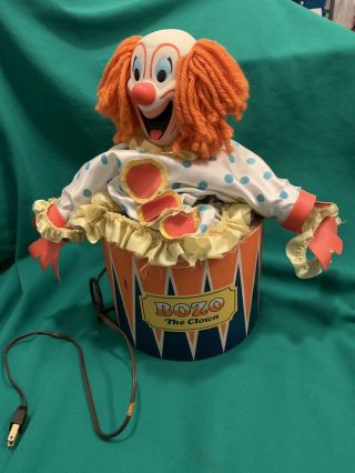 Vintage Bozo The Clown Capital Records Mechanical Toy Circus Barrel
