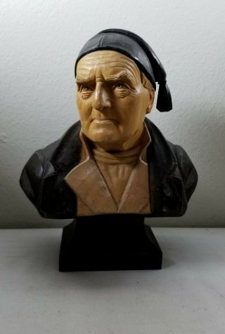 Vintage Anri Or Black Forest Style Wood Carving Hand Carved Sailor Bust 9 " Tall