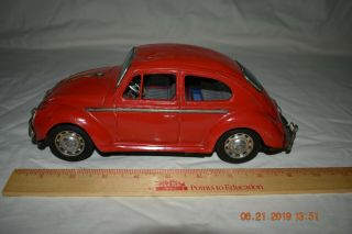 Vintage 1960s Taiyo Japan Tin Volkswagen Vw Beetle Lithograph Friction Toy Car