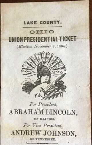 1864 Civil War Abraham Lincoln Lake Co. ,  Ohio,  Presidential Ballot 2 2