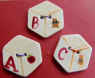 3 Realistic Ceramic Abc Tumbling Block Buttons 2800