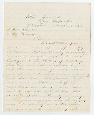 Hugh Judson Kilpatrick Civil War Document Ordering Cavalry To Move On West Point