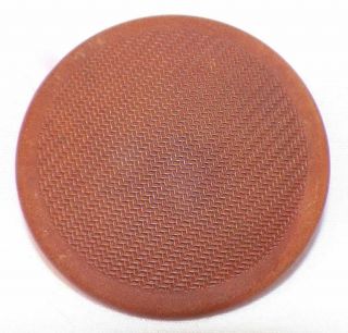 Antique Goodyear Hard Rubber Button Brown Diagonal Stripes Fabric 1 1/8in.  3