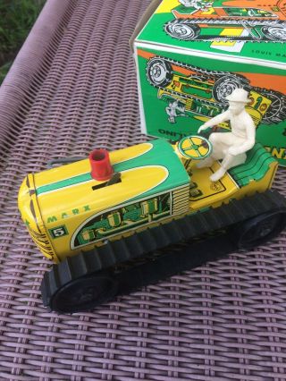 Vintage Marx Tin Litho Wind Up Sparkling Climbing Tractor 904 W/orig Box